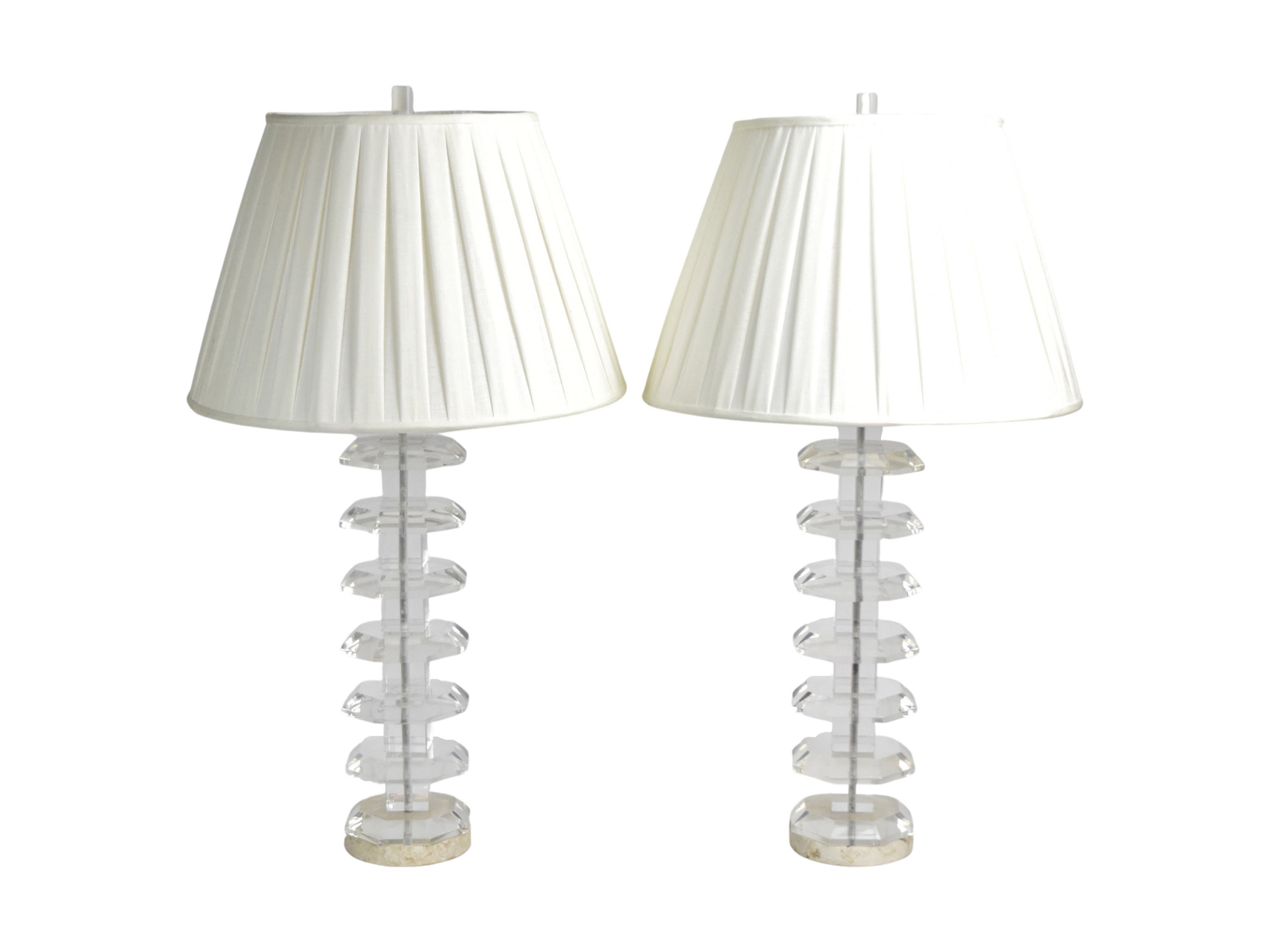 Pair of Modern Octagonal Base Acrylic Lucite Table Lamps Mid Century Modern Lighting Pagoda Style Living Room Bedroom Lighting Home Decor Etsy