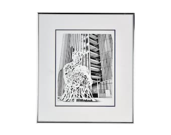 Vintage Surrealist Pen & Ink Drawing: Abstract Architectural Art