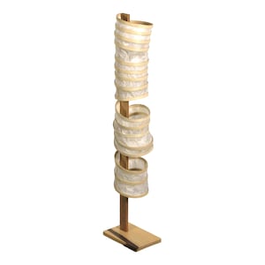 Vintage Tall Paper and Wood Spiral Mixed Media Floor Sculpture by CKB, Artist Handmade One of A Kind Home Decor Living Room Art