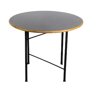 Vintage Mid-Century Modern Petite Dining Table with Black Lacquer Top, Vintage Dining Room Decor Kitchenette Game Table Furniture