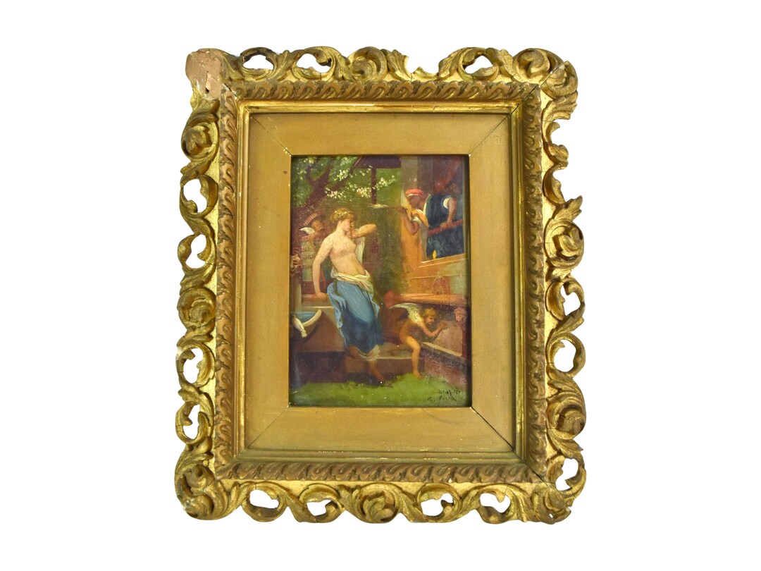 Antique Vintage 19th Century Nude Allegorical Painting After Etsy
