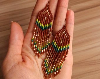 Verdant Beaded Earrings | Seed Beads | Beadweaving | Handwoven | Jewelry