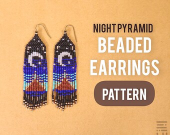 Night Pyramid Beaded Earrings Pattern | Beading PDF