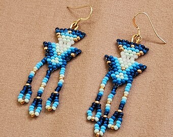 Blue Sky Arrow | Earrings | Seed Beads | Beadweaving | Handwoven | Jewelry