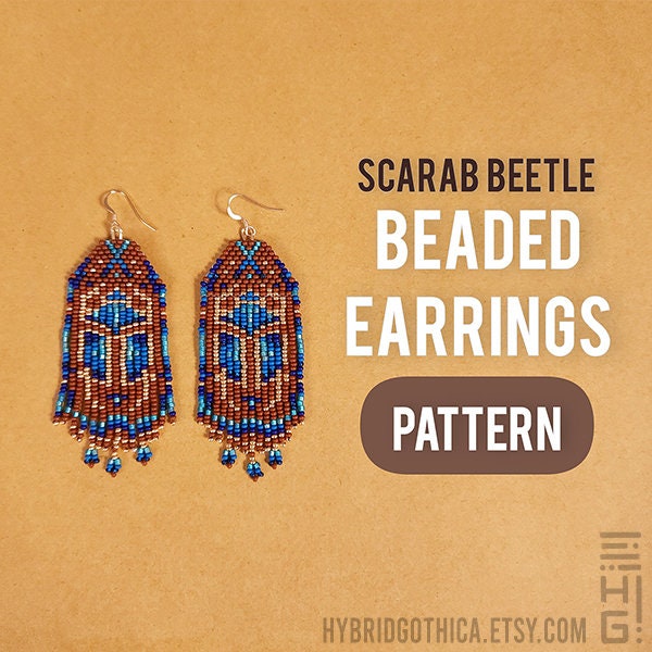 Scarab Beetle Beaded Earrings Pattern | Beading PDF
