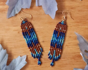 Lazuli | Earrings | Seed Beads | Beadweaving | Handwoven | Jewelry