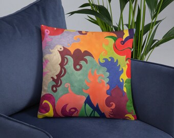 Color Swirl Art Pillow, Throw Pillow, Décor de chambre élégant, Couverture et coussin d’art moderne, Décor de dortoir, Oreiller de canapé, Oreiller de canapé