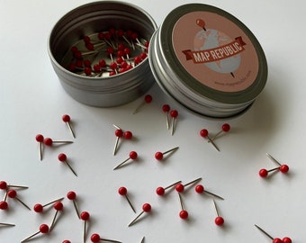 100 Push Pins for Travel Maps- Red Push Pins for World Travel Map- Travel Map Push Pins- Push Pins- 100 Push Pins- Map Tacks- Push Pins