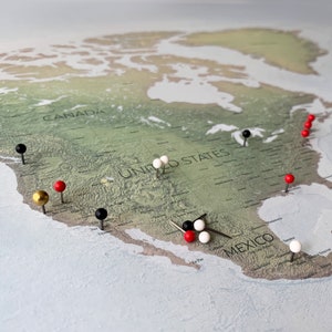 Push Pin World Map Poster- Olive Green & Blue World Map- Travel Map- World Map Push Pin- Map World Wall Art- Large Map of World- Travel Map
