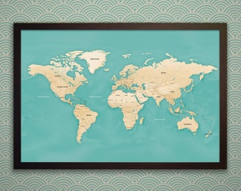 Push Pin World Map- Christmas Gift for Women, Gift for Men, Gift for Boyfriend, Gift for Husband, Christmas Gift for Wife, Gift for Traveler
