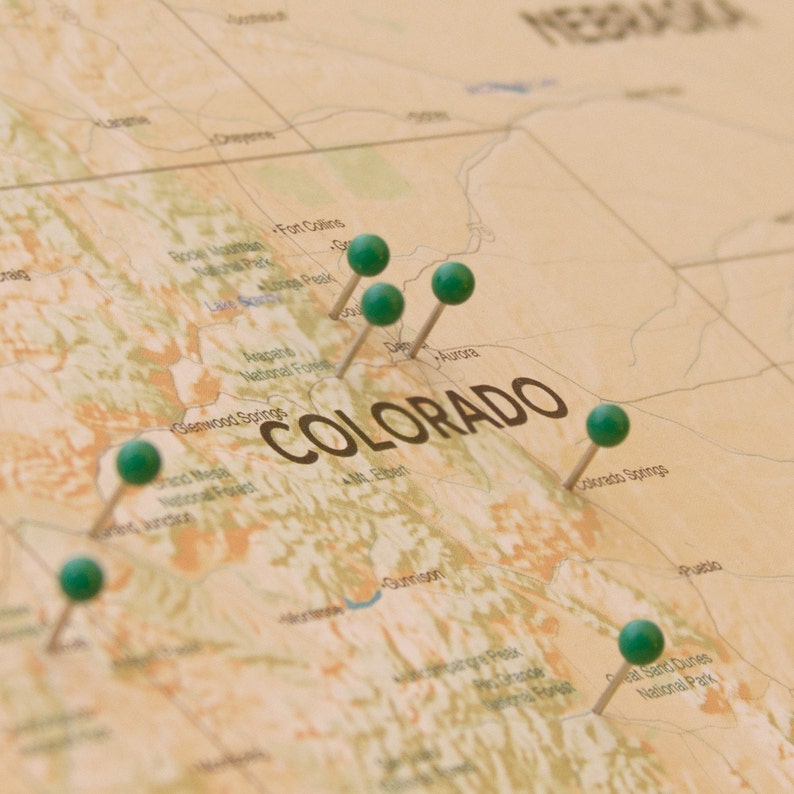 United States Push Pin Map Framed US Map Push Pin Map USA Etsy