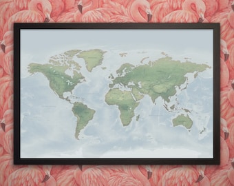 World Map Push Pin Framed- Christmas Gift for Traveler, Gift for Husband, Christmas Gift for Wife, Gift for Spouse, Gift for Women, Gift Men