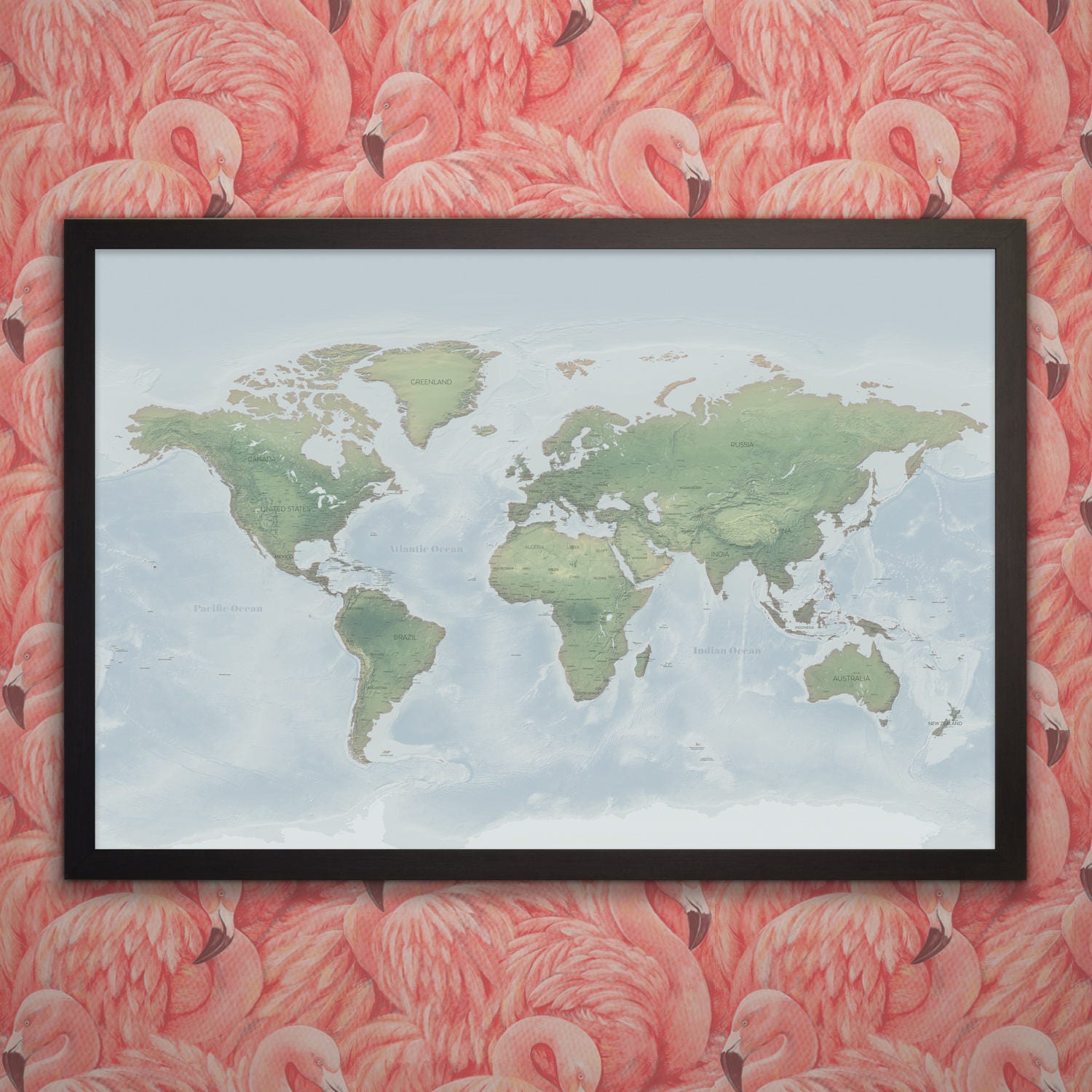 Blue World Map - Etsy