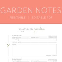 Editable Garden Notes Garden Planner Planting Notes Vegetable Garden ...