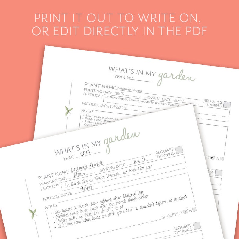 Editable Garden Notes | Garden Planner | Planting Notes | Vegetable ...