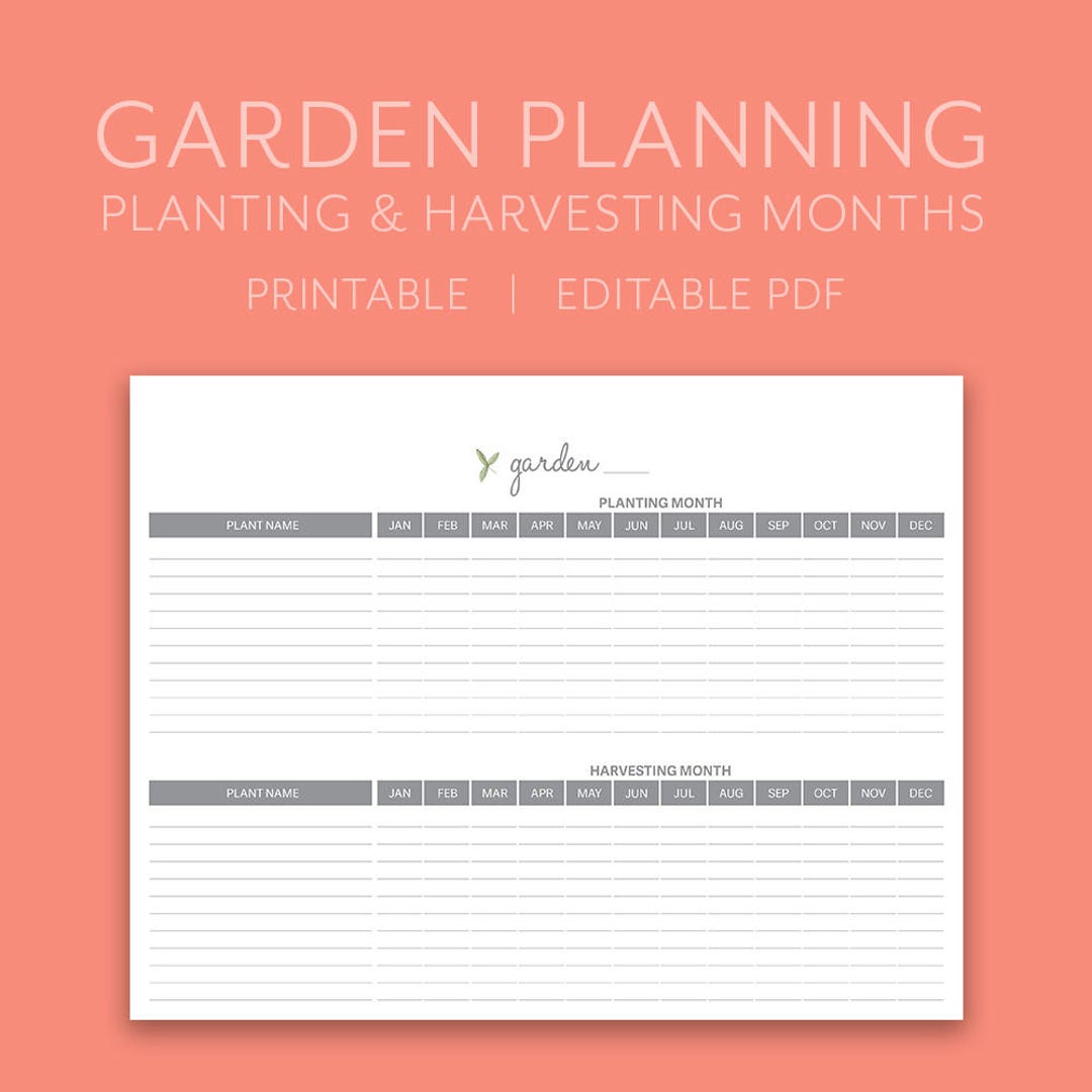 Garden Planting and Harvesting Chart | Editable PDF | Garden Planner ...