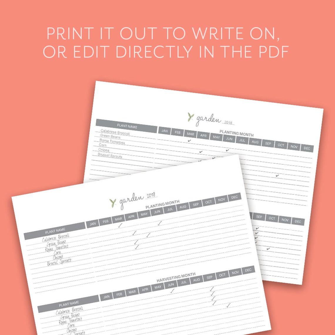 Garden Planting and Harvesting Chart | Editable PDF | Garden Planner ...