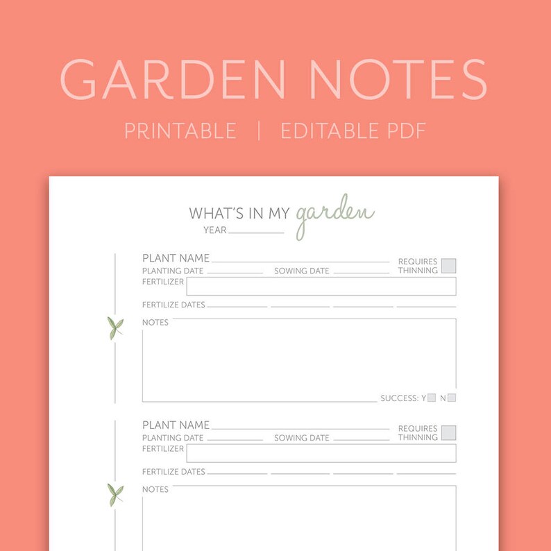 Editable Garden Notes | Garden Planner | Planting Notes | Vegetable ...