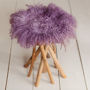 Curly Round Felted Blanket Newborn Photography Props Wool Stuffer Curly Felt OLD LAVENDER , PASTEL