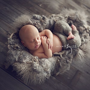 Organic Silver Curly Felted Blanket, Newborn Props
