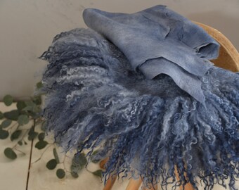 Conjunto DUSTY DENIM, manta rizada redonda, capa de seda merino, accesorios de fotografía para recién nacidos