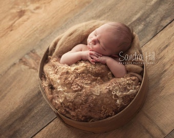 Nest of Curls Blanket Curly Felted Blanket Layer Newborn Photography Props Wool Stuffer Curly Felt FUZZY FAWN