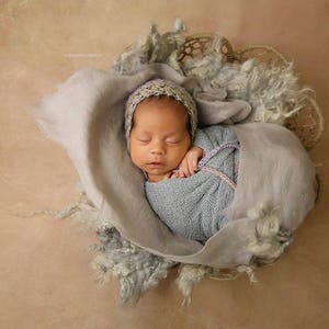 Merino Silk Felted Layer with Organic Look, Newborn Photography Props , Felted layers, LIGHT GREY
