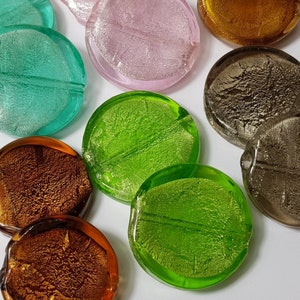 Perlina in vetro veneziano tonda piatta da 30 mm, seleziona tra 10 colori - 2 pezzi