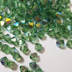 4mm Erinite AB Swarovski Bicone Faceted Crystal Beads - Select 20 or 50 Pcs