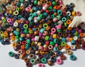 Select 50 or 100 Beads 6x2mm Mykonos Greek Ceramic Mini Tube Beads Rose #465