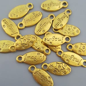 Oval Imagine Charms, 16x7mm - 10 Pieces - Select Gold or Antique Copper Finish
