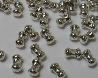 8 x 5 mm zilverkleurige metalen pindakralen, 20 stuks