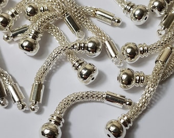 40x7mm Silver Plated Metal Mesh Dangles, 6 Pcs