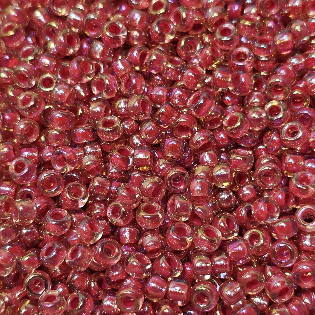 6/0 Miyuki Hot Pink Lined Crystal AB #6-9355 Japanese 4mm Glass