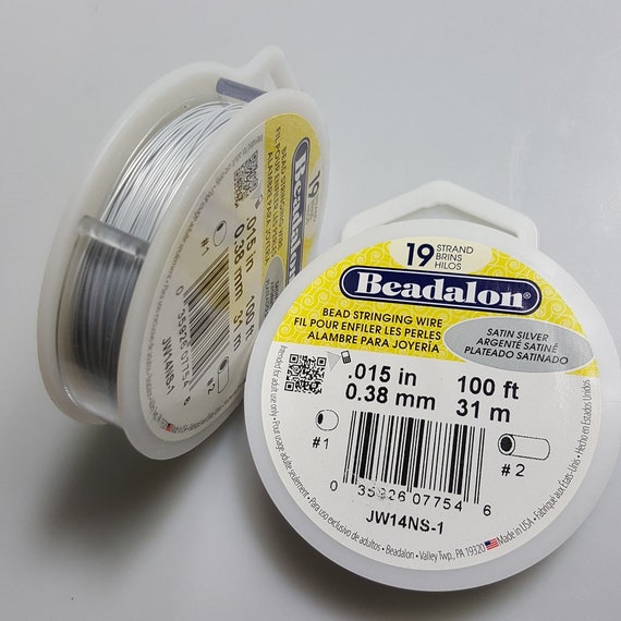 Satin Gold Beadalon Stringing Wire 19-Strand .015-Inch Diameter 30-Feet//Pkg .38-Millimeter