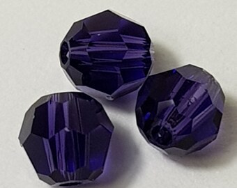 4 mm paars fluwelen Swarovski ronde (5000) gefacetteerde kristalkralen - Selecteer 20 of 50 kralen