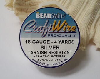 18g (1mm) Silver Dead Soft Beadsmith Pro-Quality Tarnish Resistant Craft Wire, 4 Yards