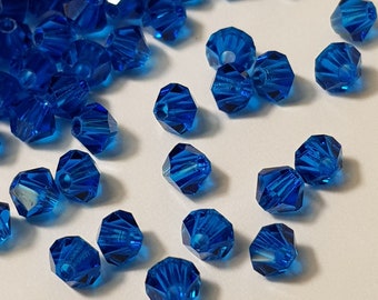 4mm Capri Blue Swarovski Bicone Faceted Crystal Beads - Select 20 or 50 Pcs