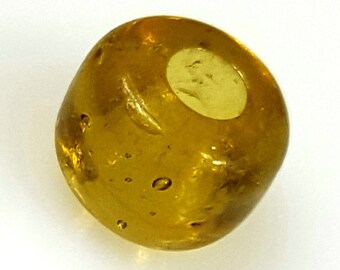 Indian 6mm x 9mm Crow Roller Beads, Large 3mm Hole, Transparent Topaz Glass Beads - Select 20 or 50 Beads