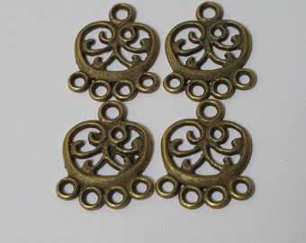 Connecteurs de lustre en bronze antique, 21x16 mm - 10 pièces