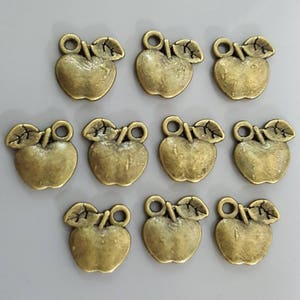 Double Sided Bronze/Antique Brass Apple Charm, 11.5x11.5x2.4mm Select 10, 20 or 50 Pieces image 1