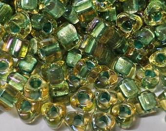 5/0 Miyuki Triangle Sparkling Pale Green Lined Topaz TR5-1168, 20 Grams