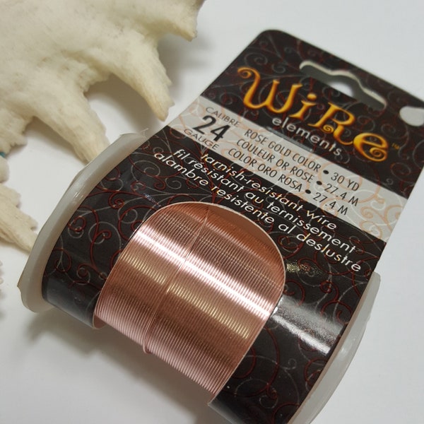 24 Gauge, Rose Gold Color Tarnish Resistant Craft Wire, 30 Yds (27.4m) - Full Roll