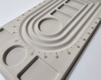 40x23cm Gray Flocked Plastic Bead Board with 7x Organizer Trays (PM), Sold Individually
