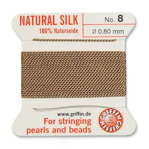 Griffin Silk Bead Cord with Needle (GJW), Beige, 2 Metres - Select Size