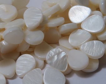 12.5x10mm White Teardrop MOP Seashell Beads - 14" Strand