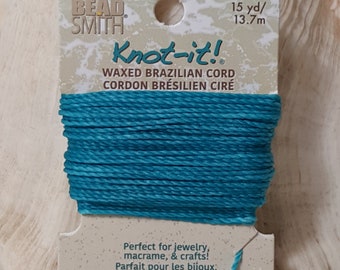 Knot It Waxed Brazilian Cord, 15 Yds, Aqua
