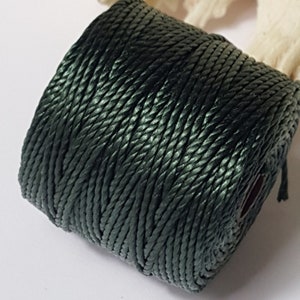 S-Lon TEX400 Bead Cord - Superlon Bead/Knotting Cord, Macrame, Kumihimo, Braiding Cord - 35 Yard Spool -  Evergreen  (TEX400-EG)