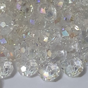Crystal AB Faceted Crystal Rondelle Beads- Select 4mm, 6mm, 8mm, 10mm, 12mm, 14mm or 18mm