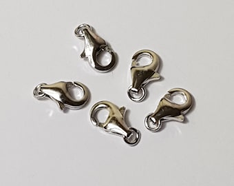 Sterling Silver Lobster Claw Clasps with Soldered Ring, Select size and Amount